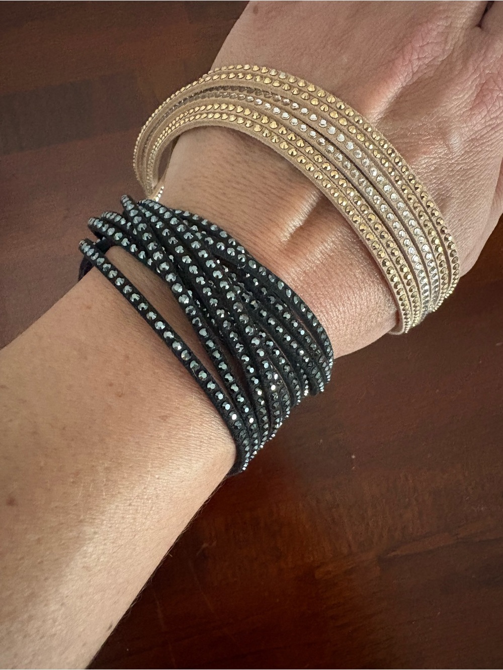 Gold and Black Multi-Strand Crystal Wrap Bracelets